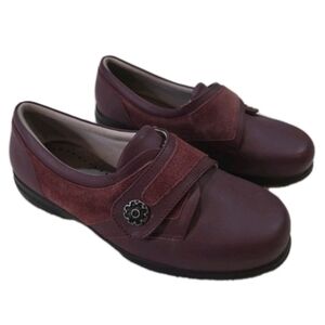 Cozyfeet Extra Roomy Karena Shoes Size 8 6E Leather Suede Maroon Oxford Strap